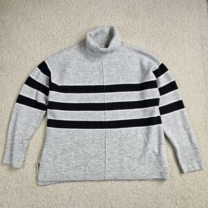 Caslon Sweater Oversized Cowl Neck Gray Striped Soft Classic Minimalist Womens L